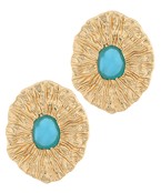 Textured Oval w/blue stone Earrings