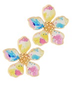 Multi Watercolored Printed Metal Flower Earring