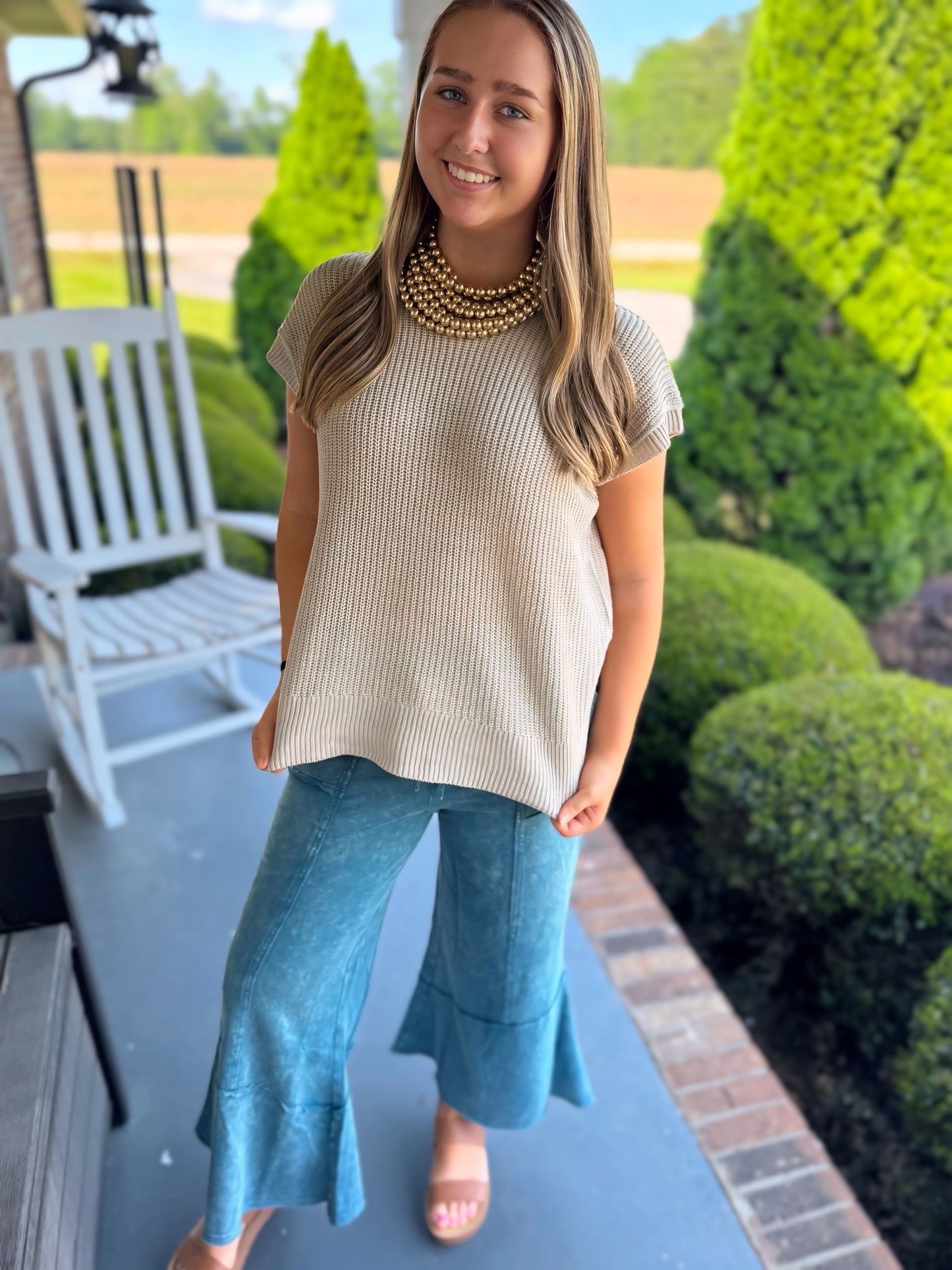 Knit Short Sleeve Sweater