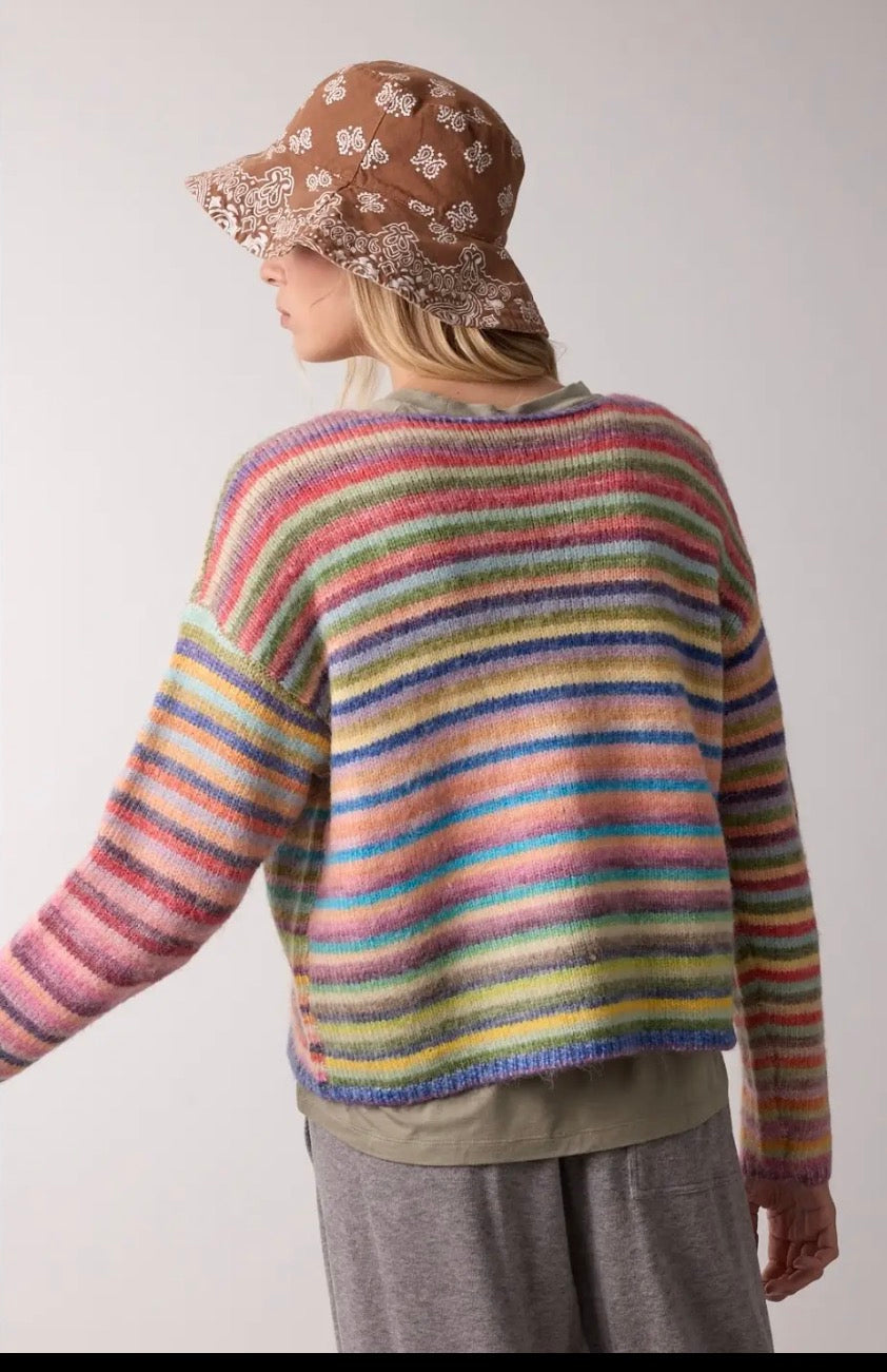 Rainbow Knit Sweater – Multi-Color Striped Pullover Top