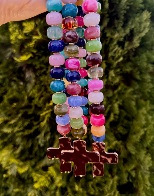 Circle of Love Multicolored Cross Necklace