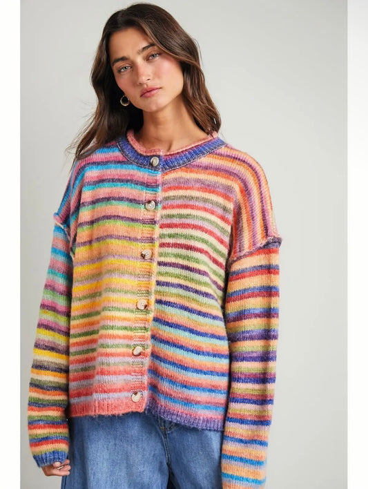 Rainbow Striped Cozy Knit Cardigan | Wishlist