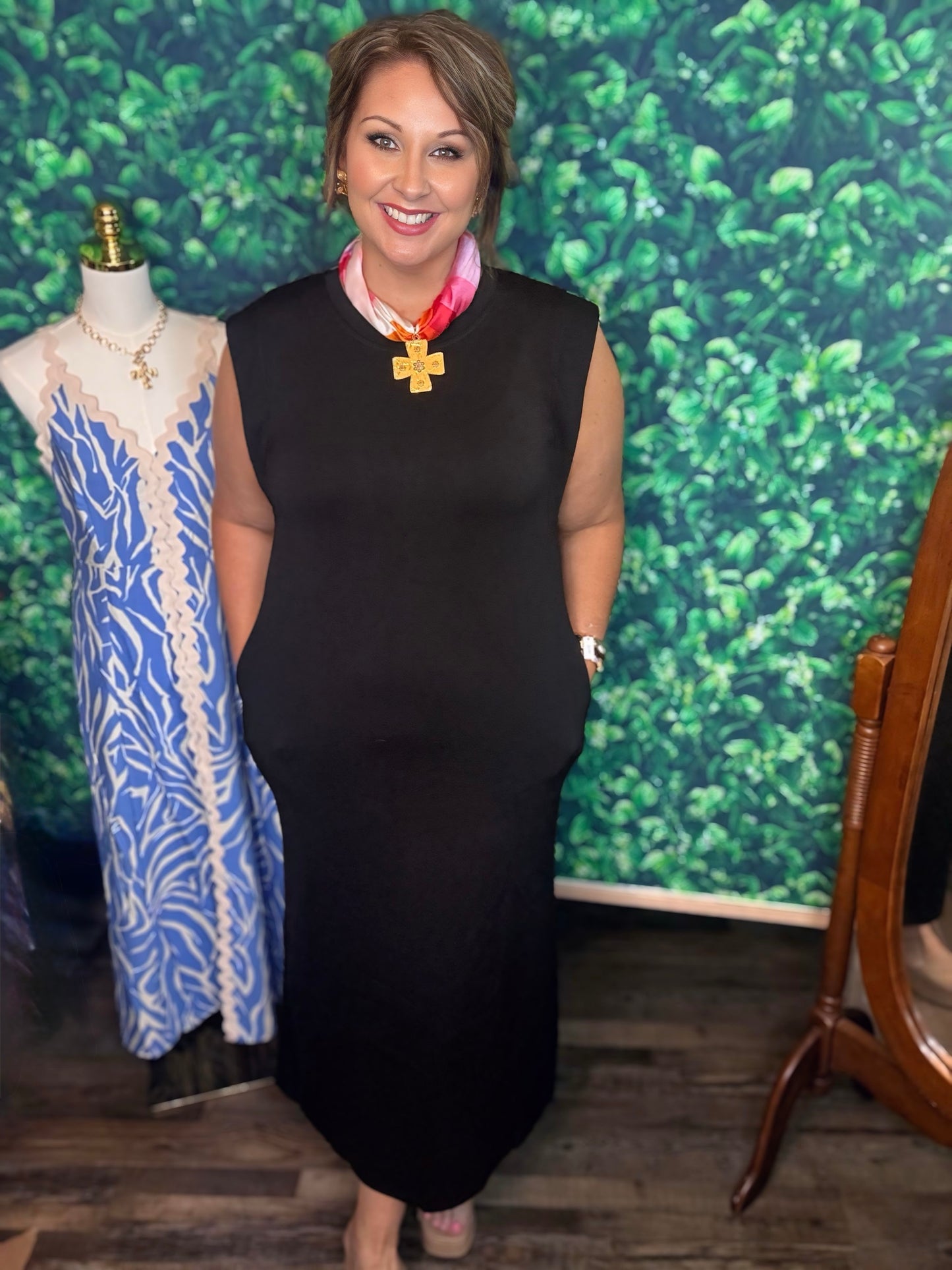 Black Jersey Knit Maxi Dress