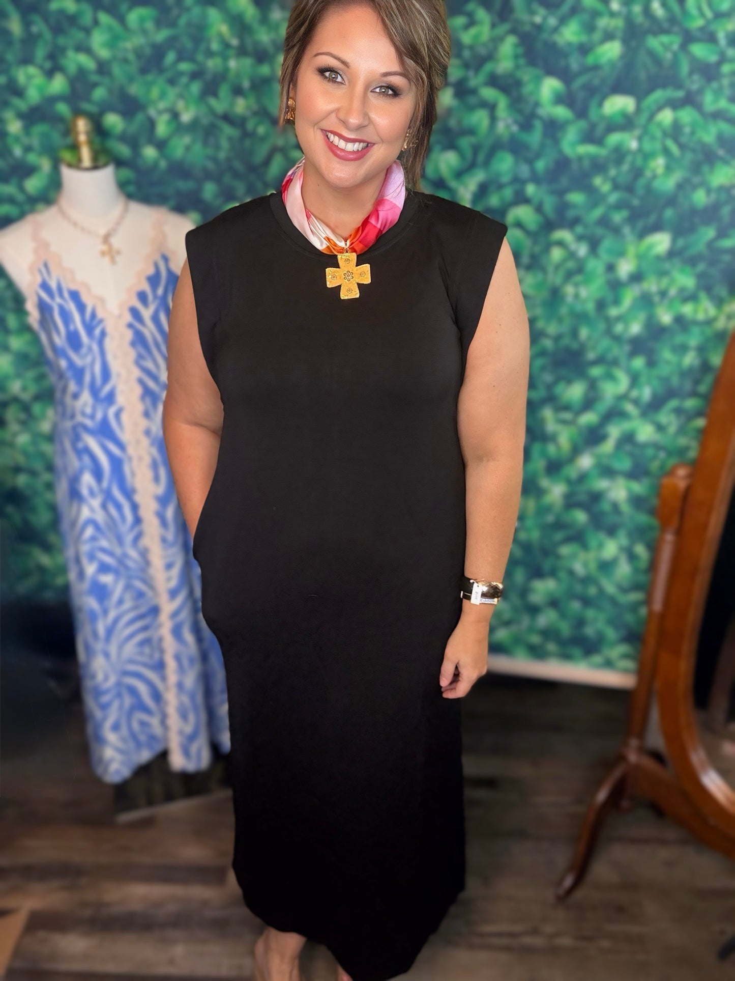 Black Jersey Knit Maxi Dress