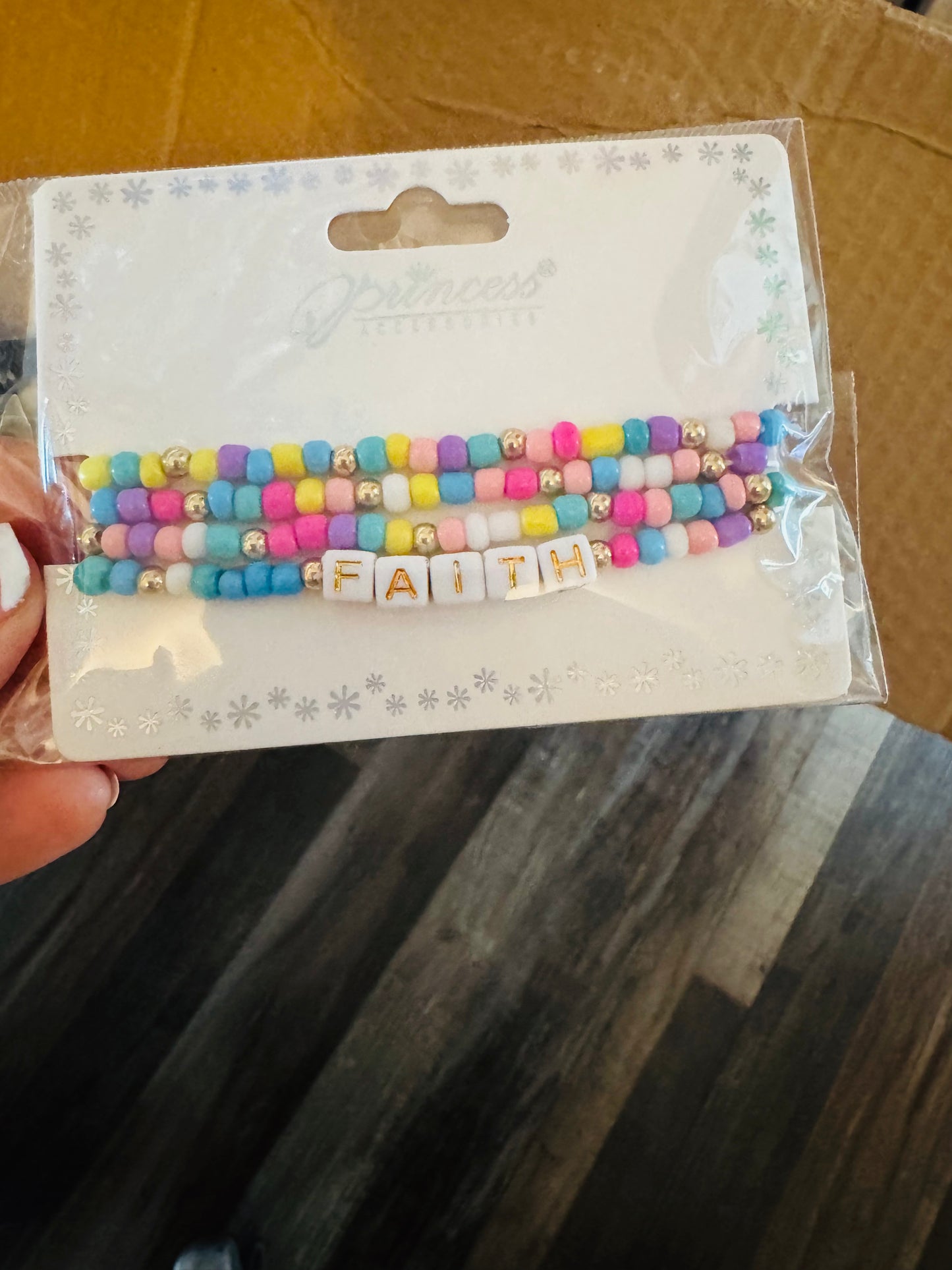 Inspirational set of four beaded bracelets