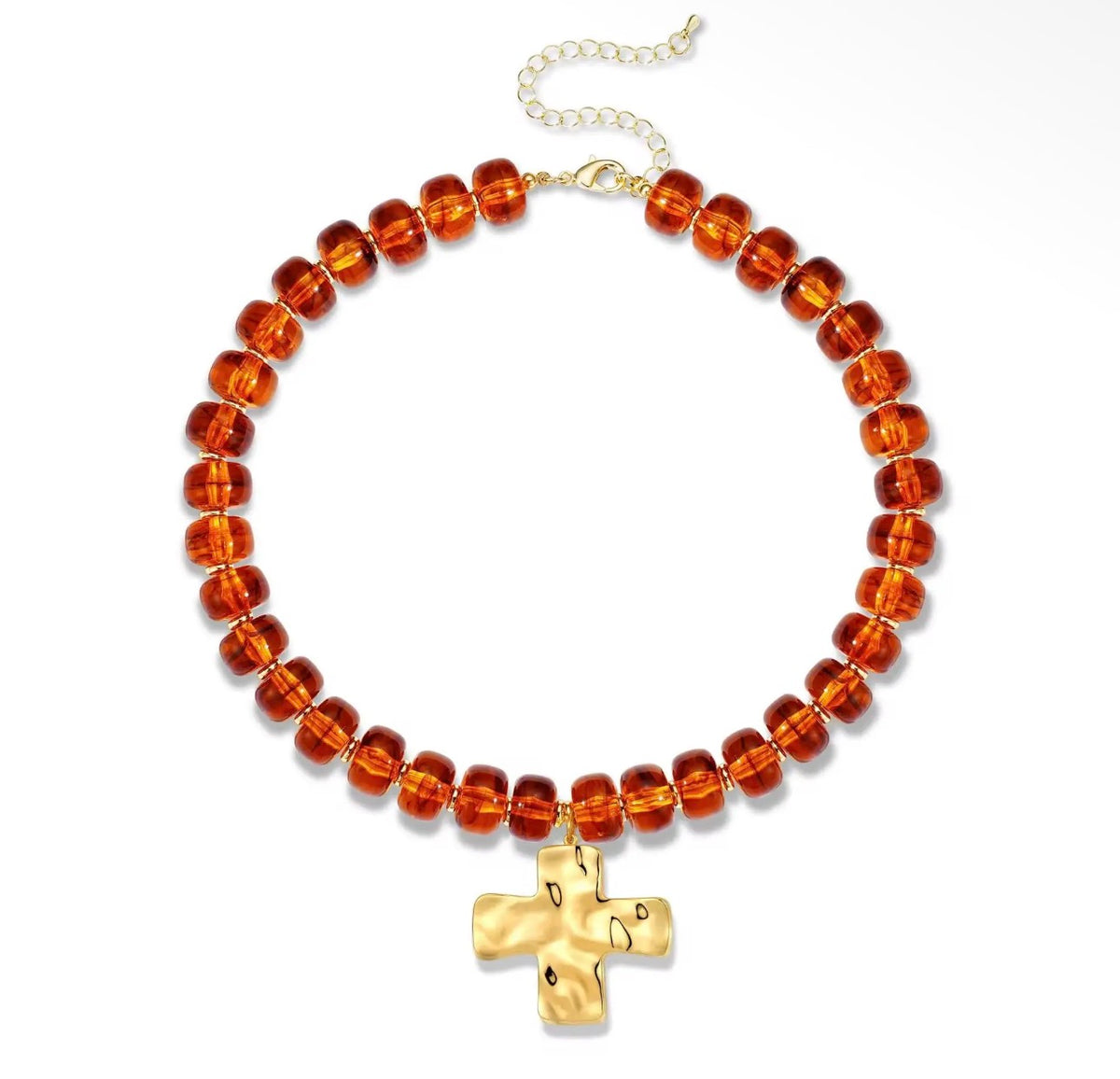 Golden Grace Beaded Cross Necklace