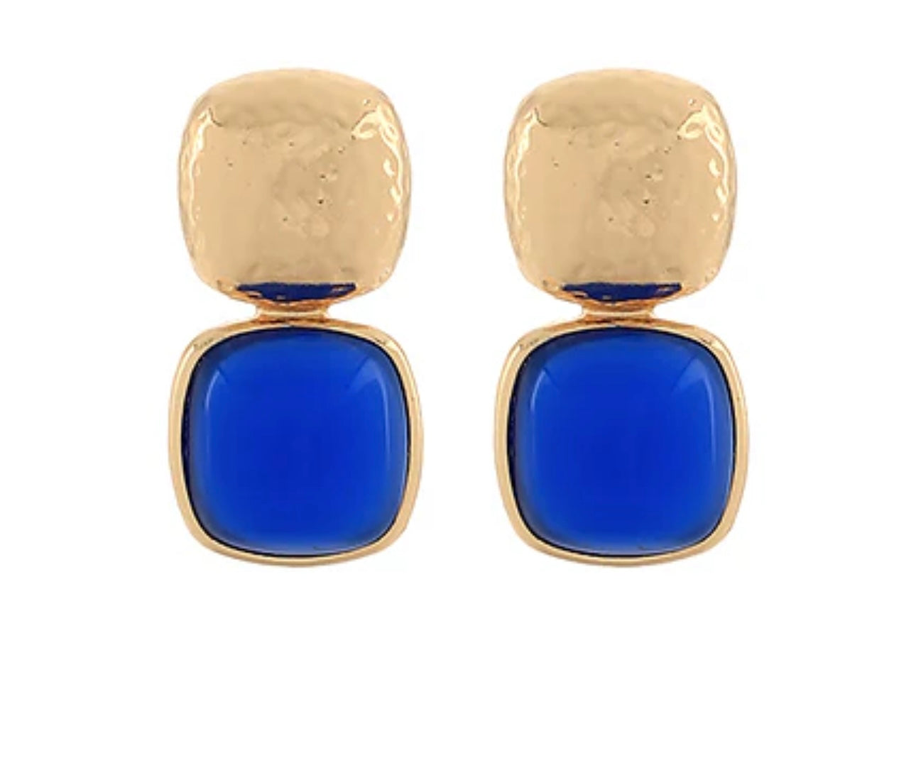 Catalina Cobalt Blue & Metal Square Earrings