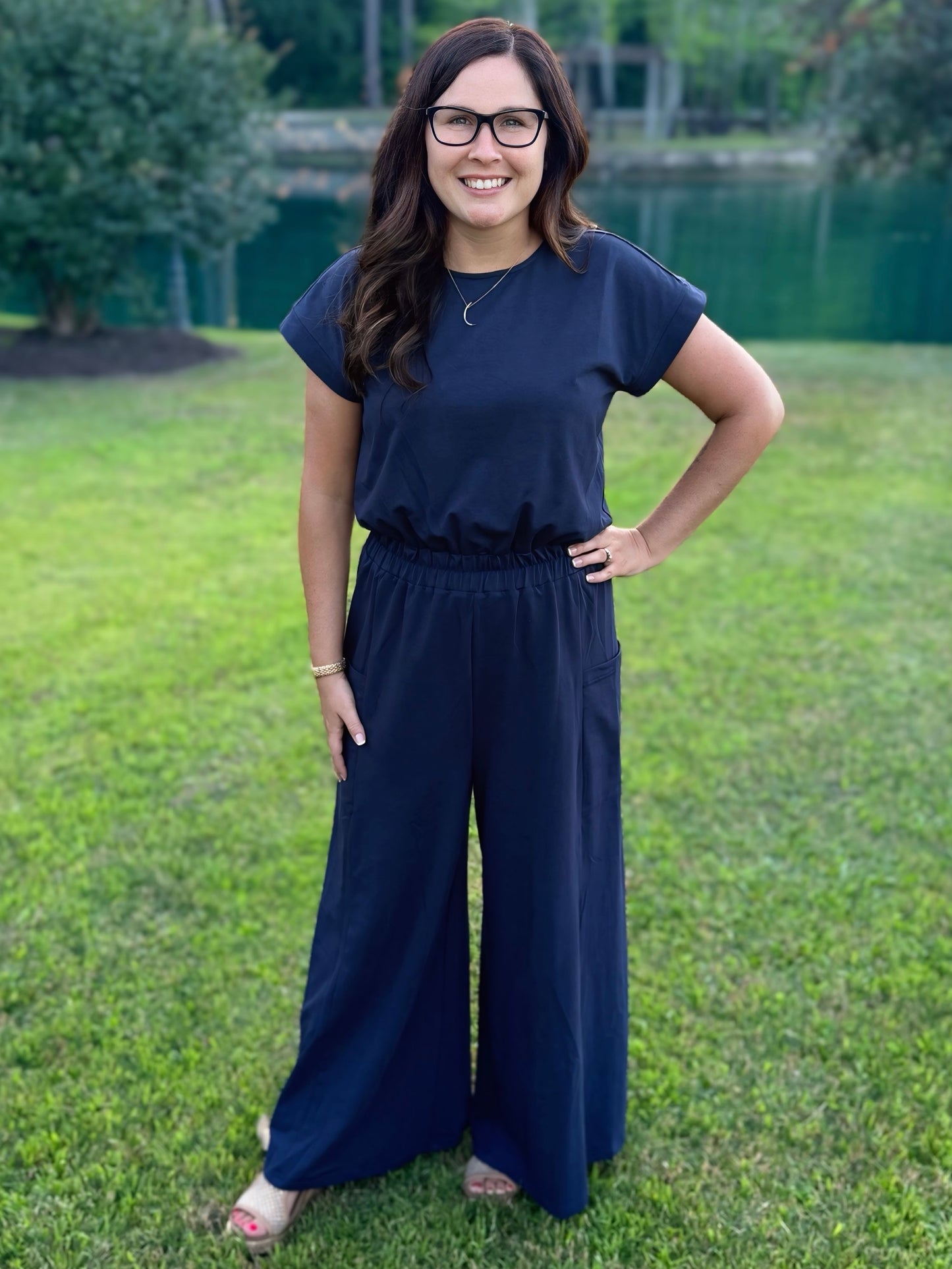 Navy Jersey Jumpsuit