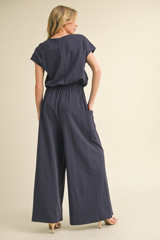 Navy Jersey Jumpsuit