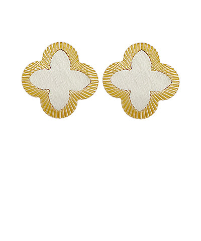 Leather Clover Textured Earrings