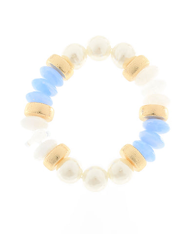 Blue Pearl & Color Rondelle Beads Bracelet