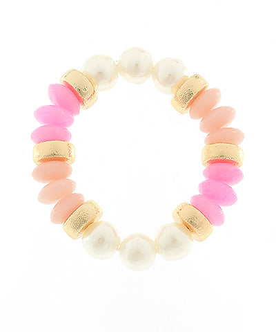 Pink Pearl & Color Rondelle Beads Bracelet