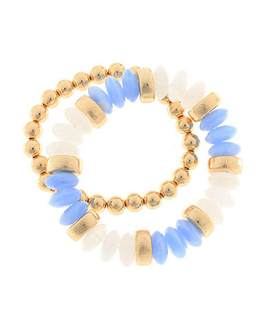 Blue 2 Row Color Rondelle Beads Bracelet