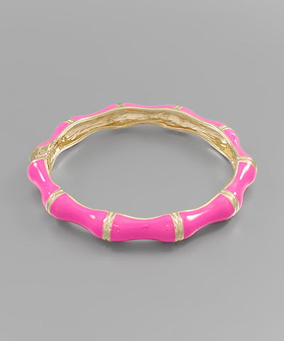 Fuchsia Color Bamboo Hinge Bracelet