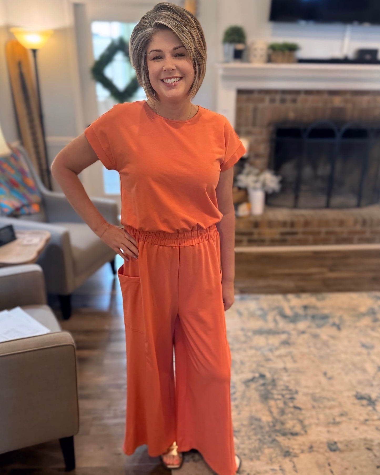 Coral Jersey Jumpsuit