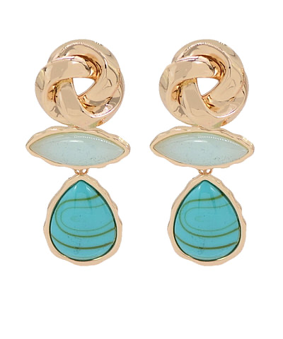 Linear Love Knot & Teardrop Resin Earrings