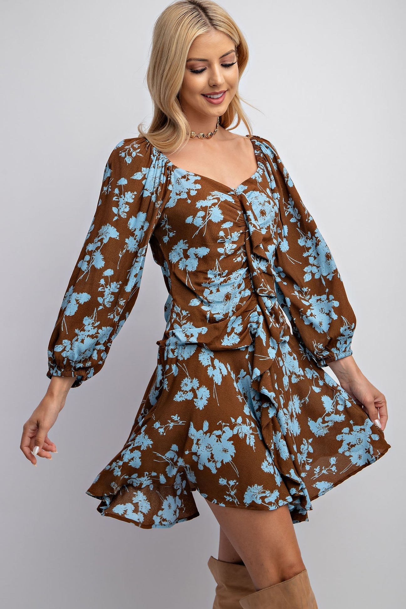 Sweetheart Neck Bubble Sleeves Fitted Dress