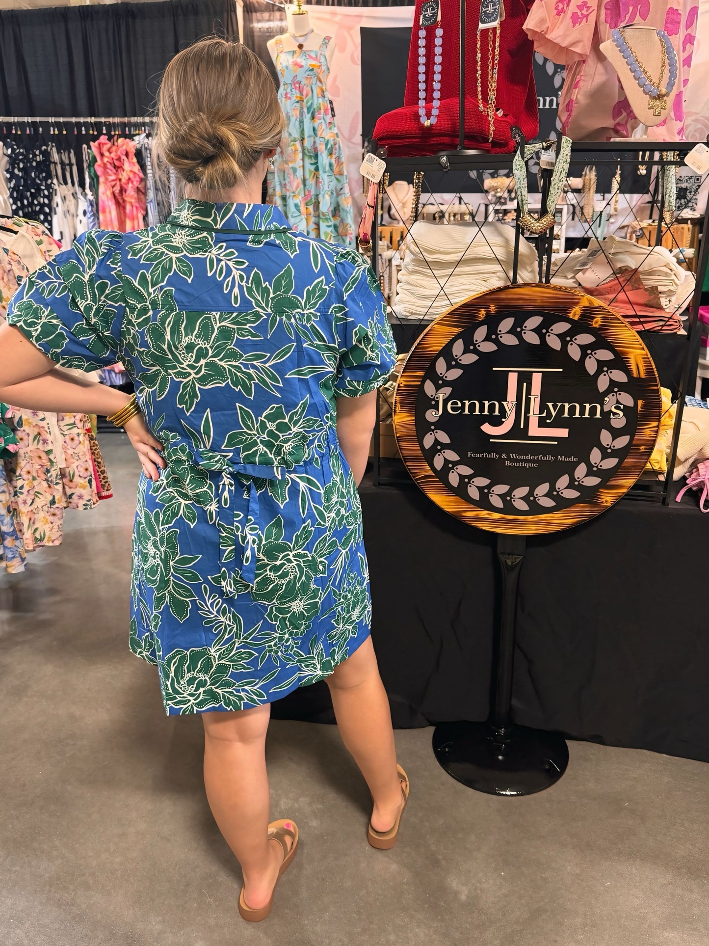 Entro Blue/Green Floral Mini Dress
