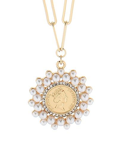Coin Pendant & Clip Chain Necklace