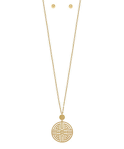 Circle Filigree Pendant Necklace Set