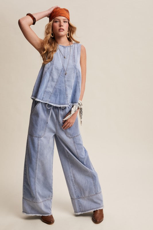 Raw Edge Flare Denim Pant