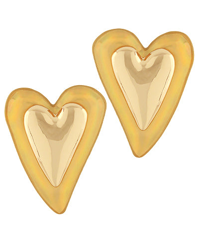Heart Metal Earrings Gold