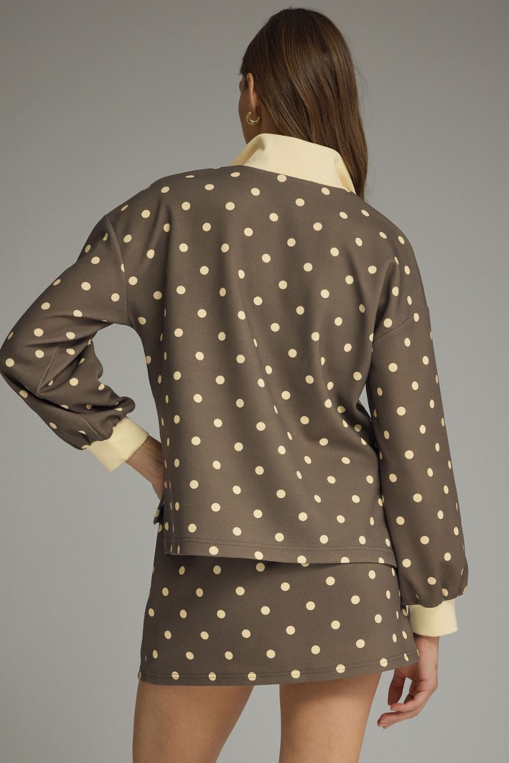 Entro Brown & Ivory Polka Dot Skirt Set | Small–Large in