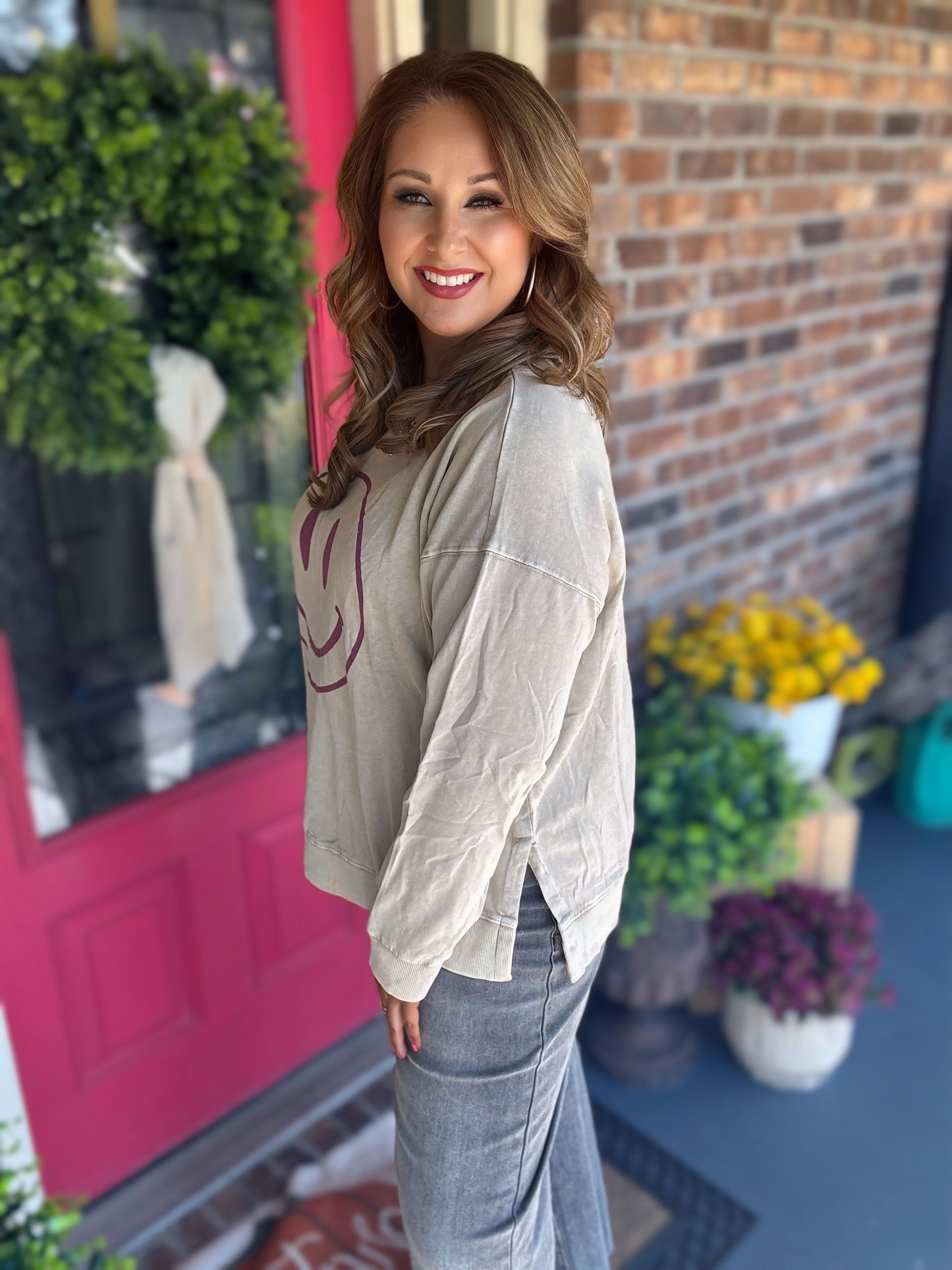 Plus size smiley terry top