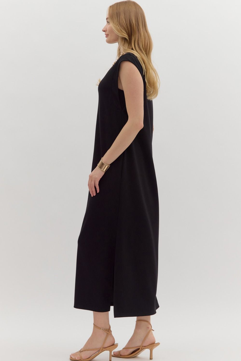 Black Jersey Knit Maxi Dress