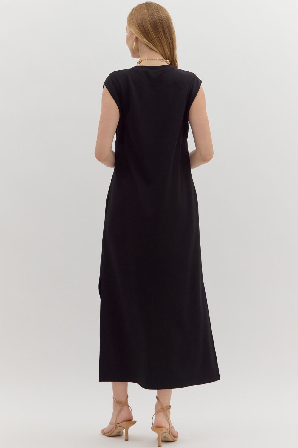 Black Jersey Knit Maxi Dress