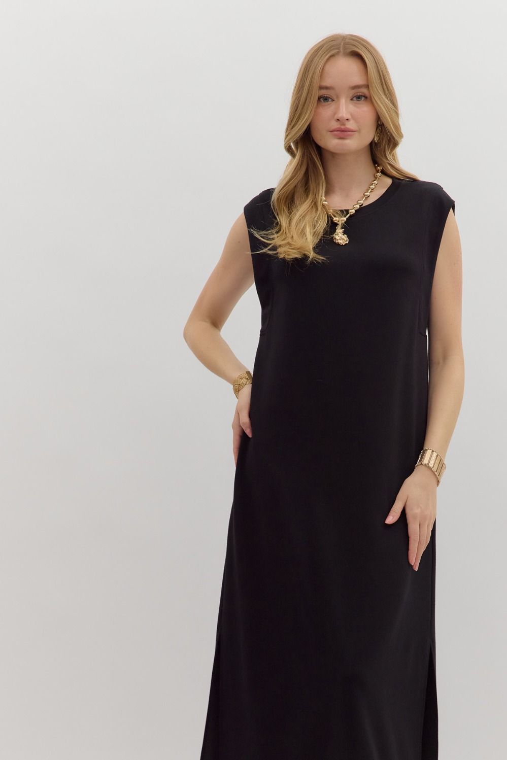 Black Jersey Knit Maxi Dress