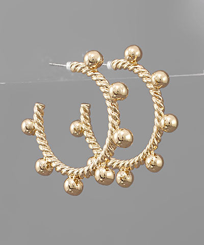 Gold Ball Studded Rope hoops