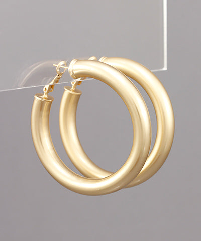 Brushed Gold 48MM Tube Hoop Earrings