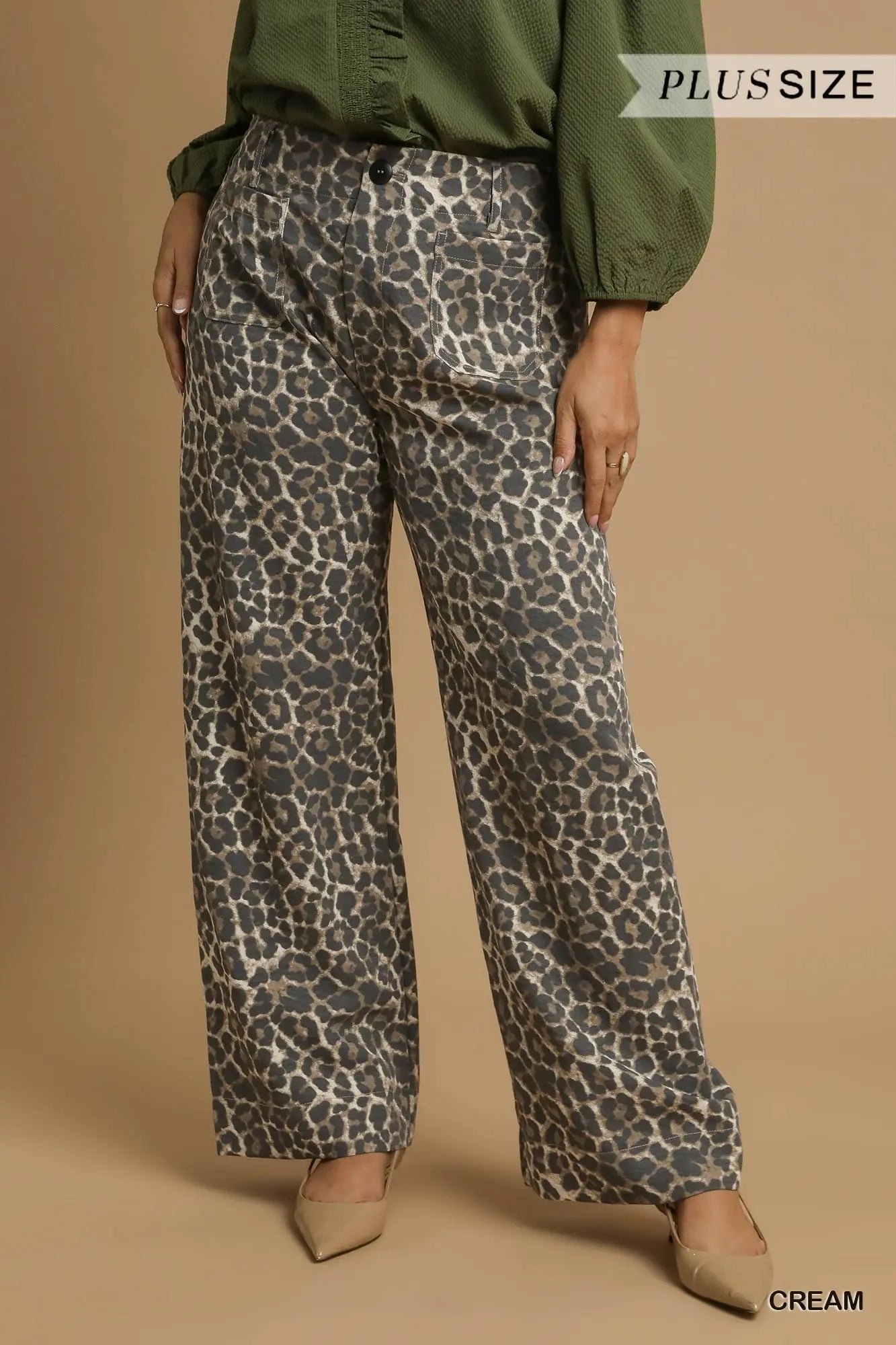Animal Print Non- Stretch Wide Leg Pants