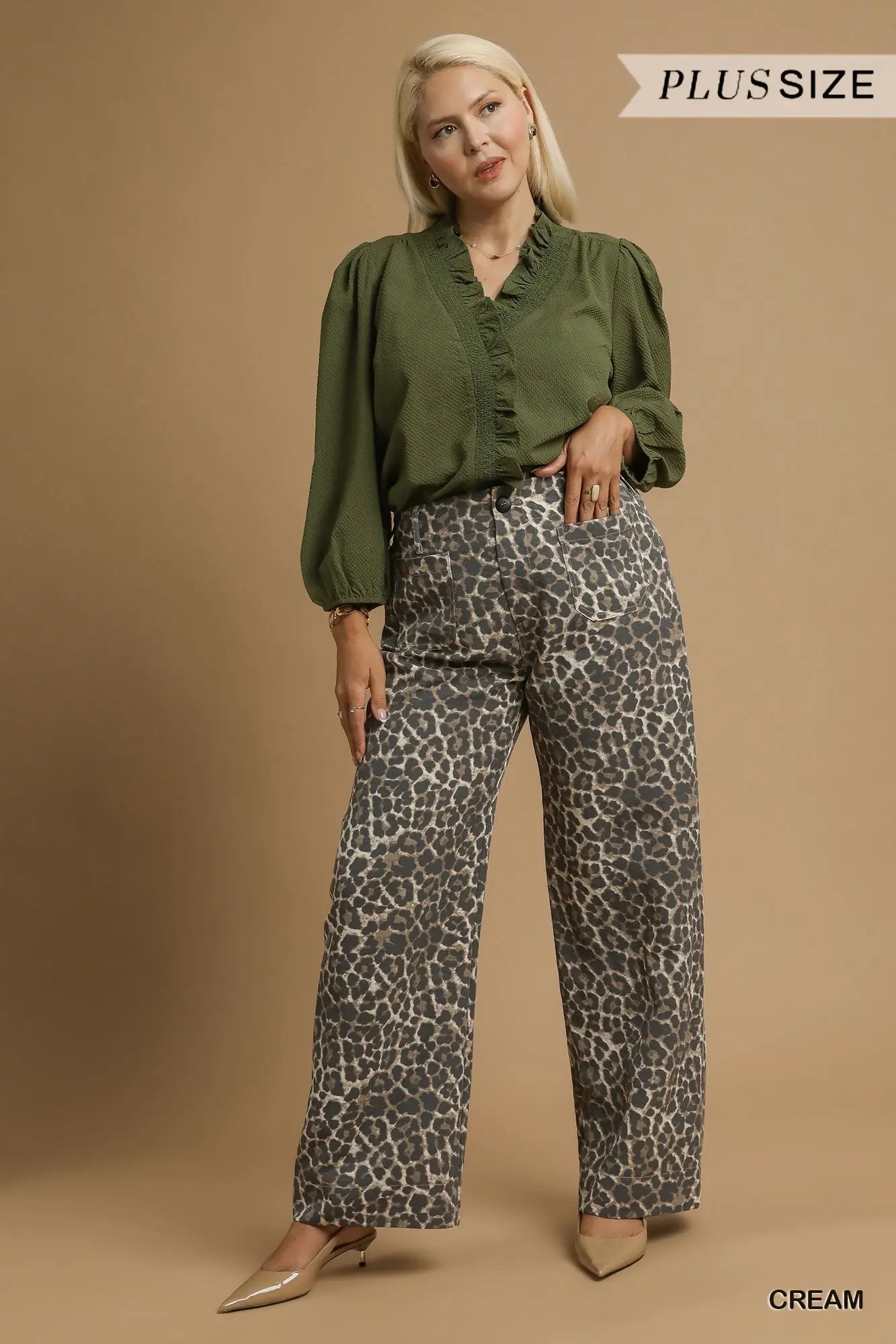 Animal Print Non- Stretch Wide Leg Pants