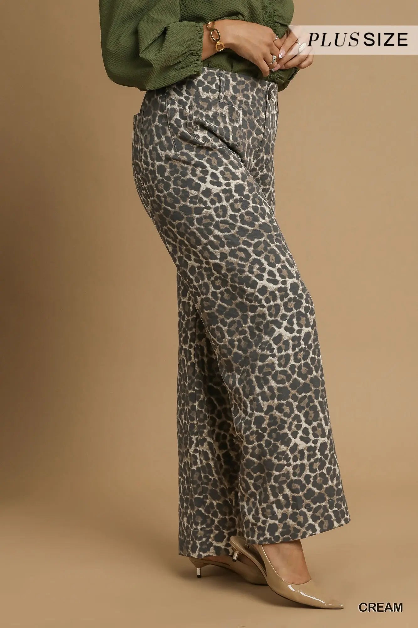 Animal Print Non- Stretch Wide Leg Pants