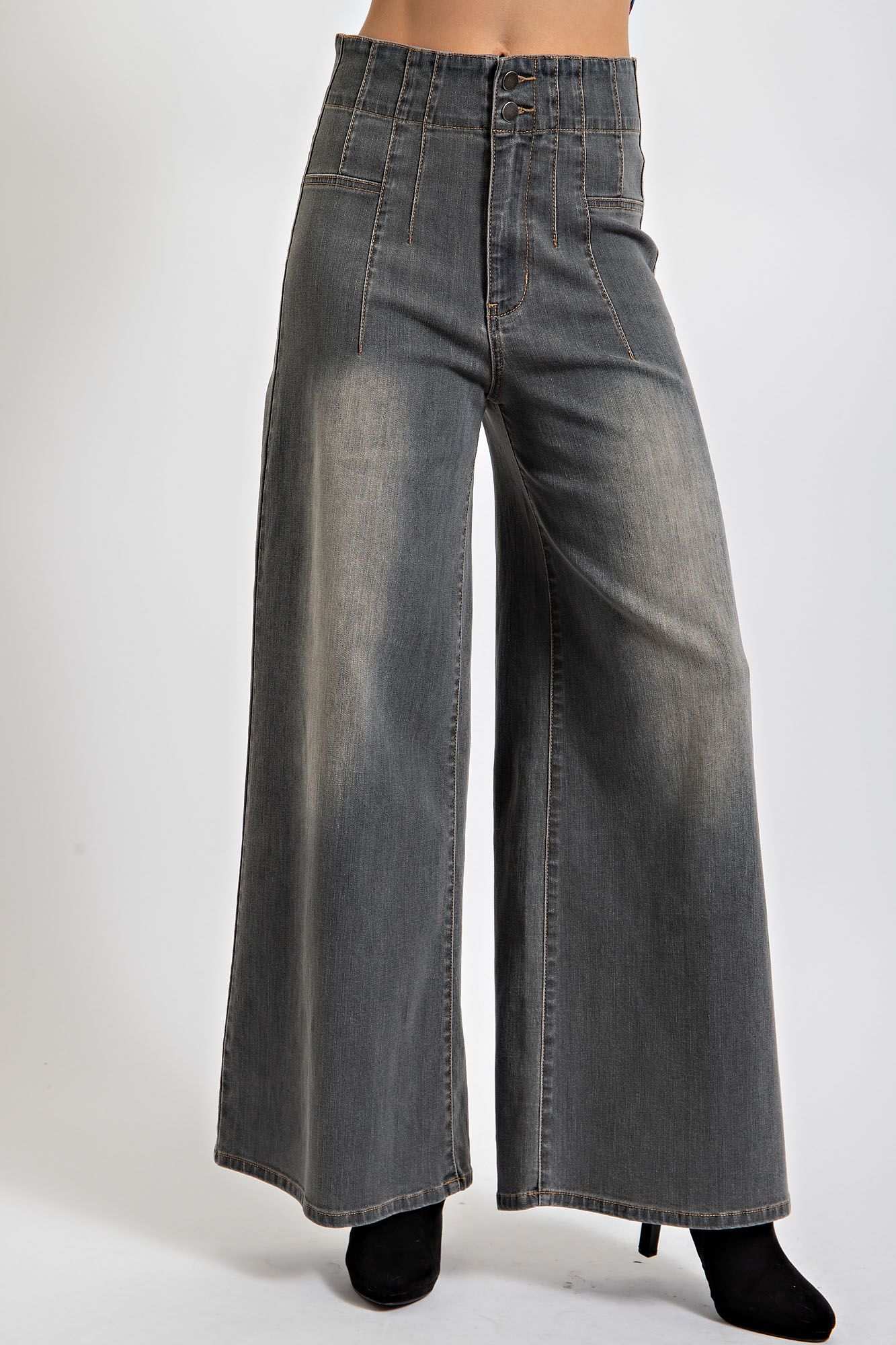 Vintage Washed Black Wide Leg Pant
