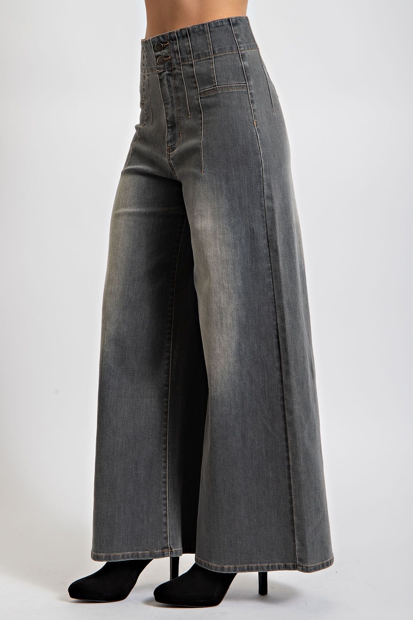 Vintage Washed Black Wide Leg Pant