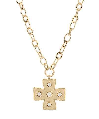 Pearl Studded Byzantine Cross Necklace
