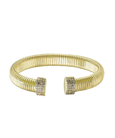 Gold CZ Accent Flexible Omega Cuff