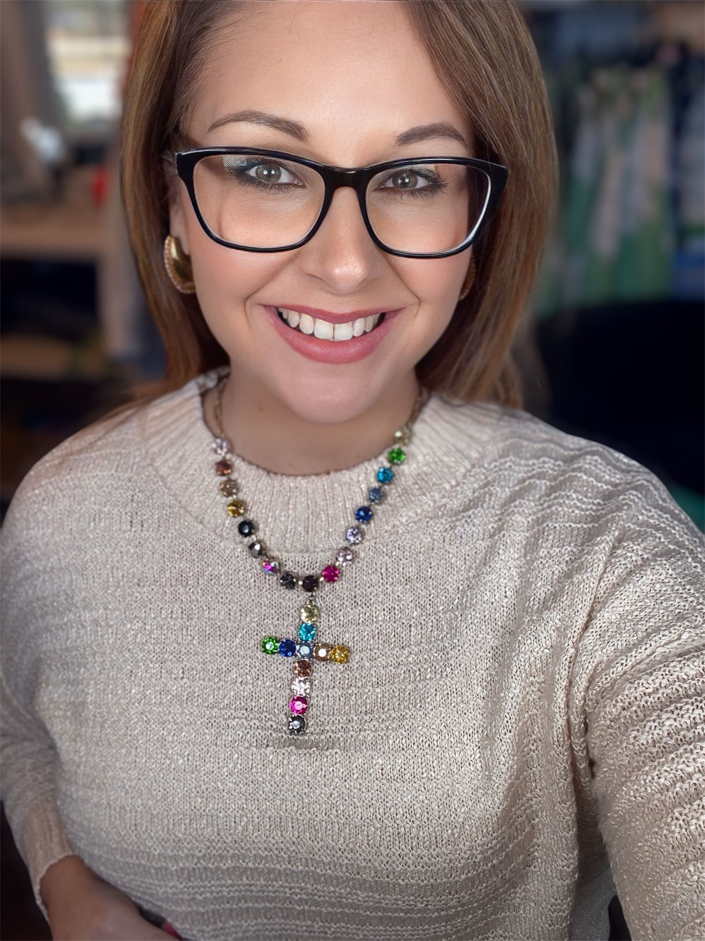 Color of the rainbow cross necklace
