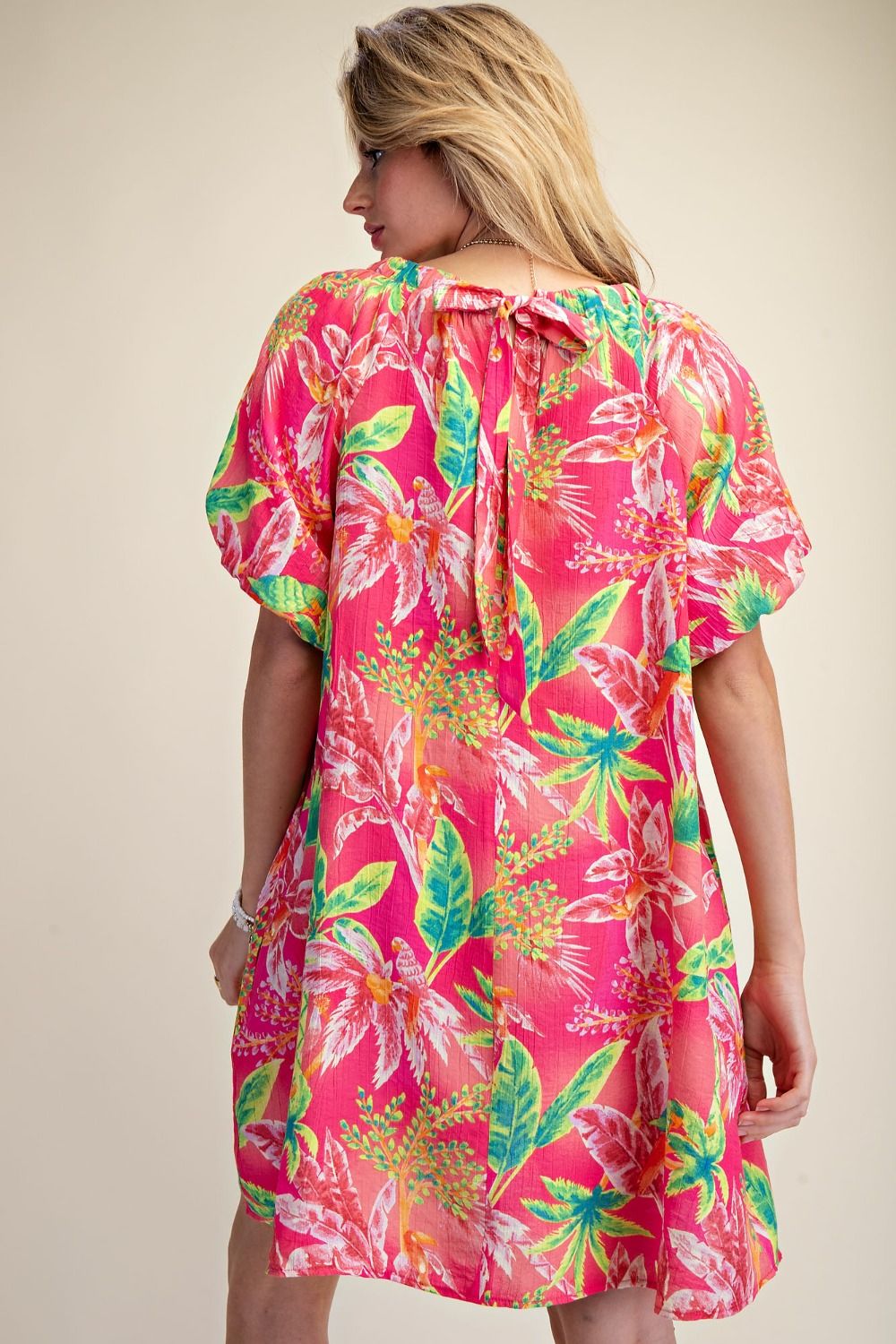 Easel Bubble Sleeve Blossom Dress