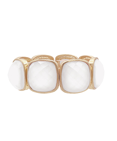 Catalina White Square Stone Statement Bracelet