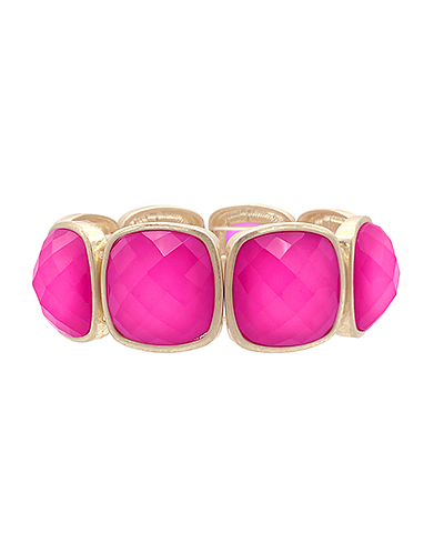 Catalina Fuchsia Square Stone Statement Bracelet