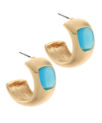 Aqua Square Accent Wide Hoops