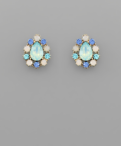Vintage Opal Beaded Tearadrop Earrings
