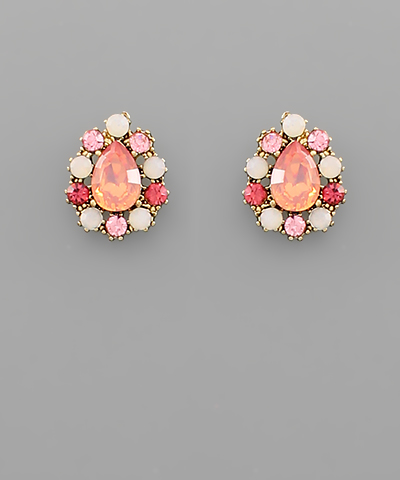 Vintage Opal Beaded Tearadrop Earrings