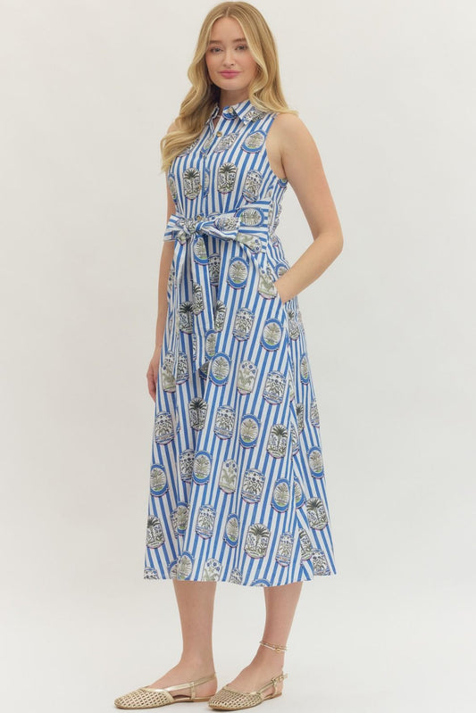 Entro Vacation Sleeveless Midi Dress