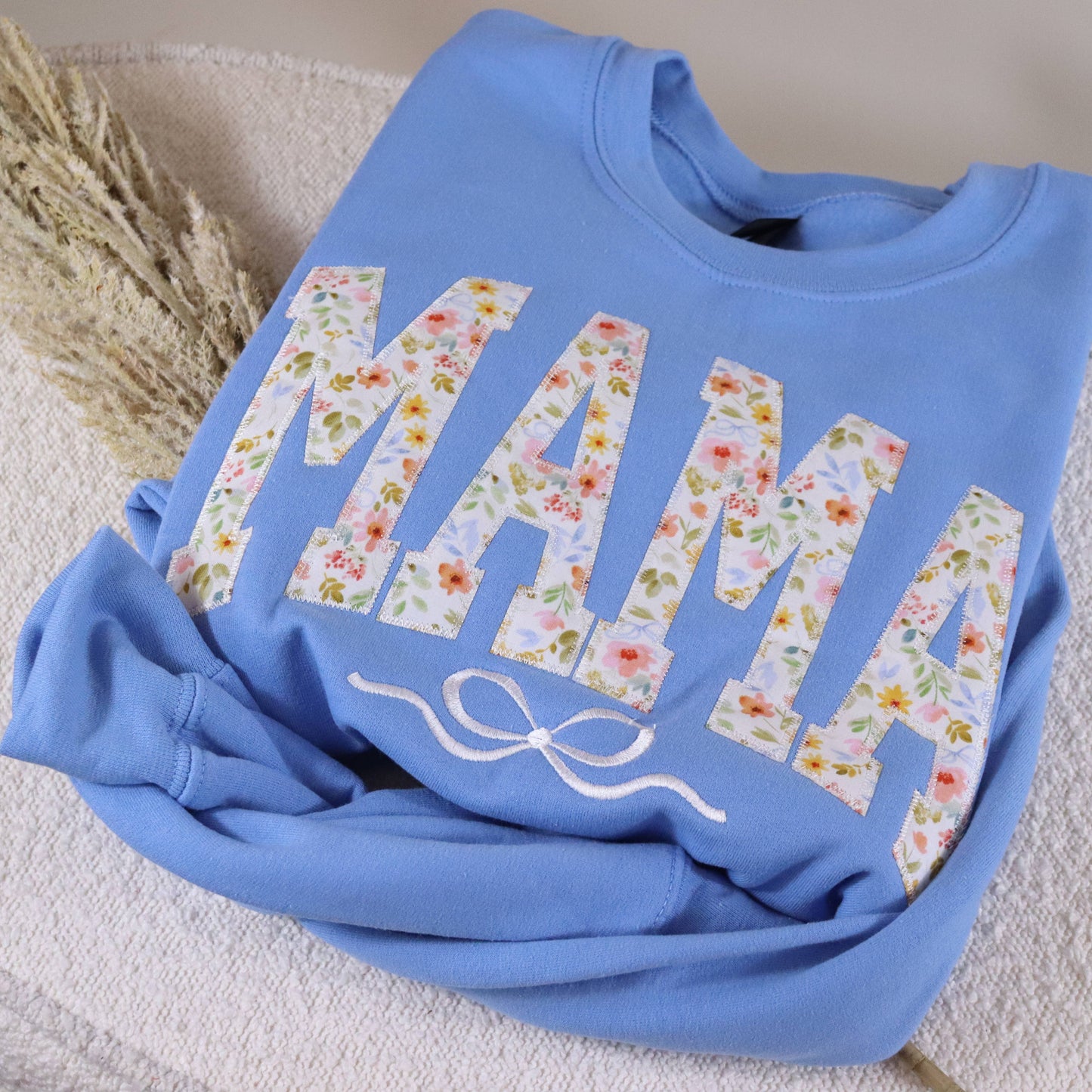 Embroidered Mama Bow Crewneck Top
