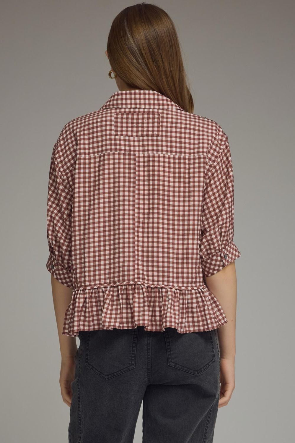 Entro Red Bean Gingham Top